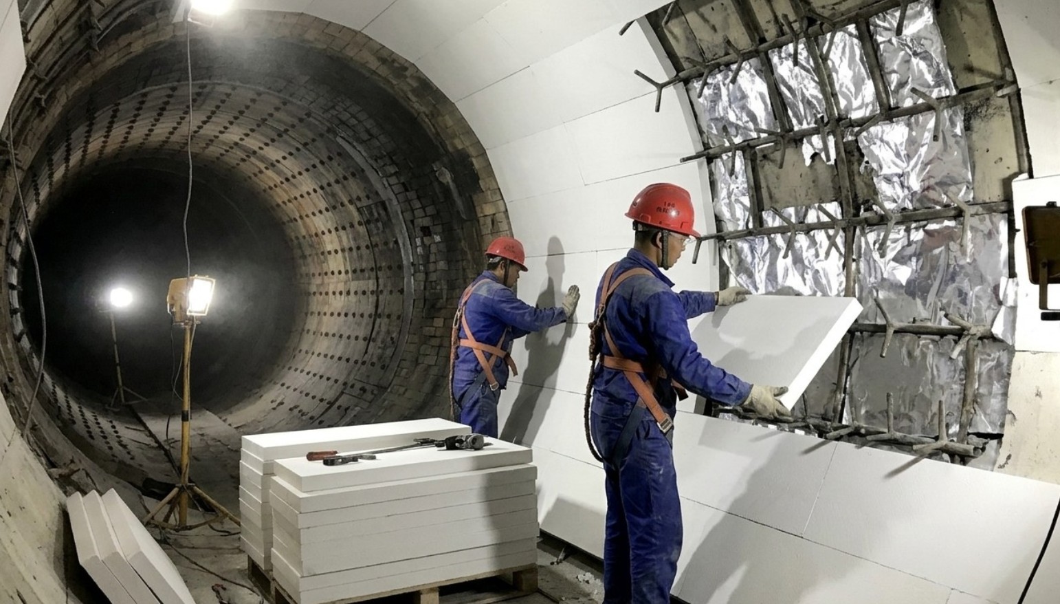 Calcium silicate board installed in cement kiln preheater system