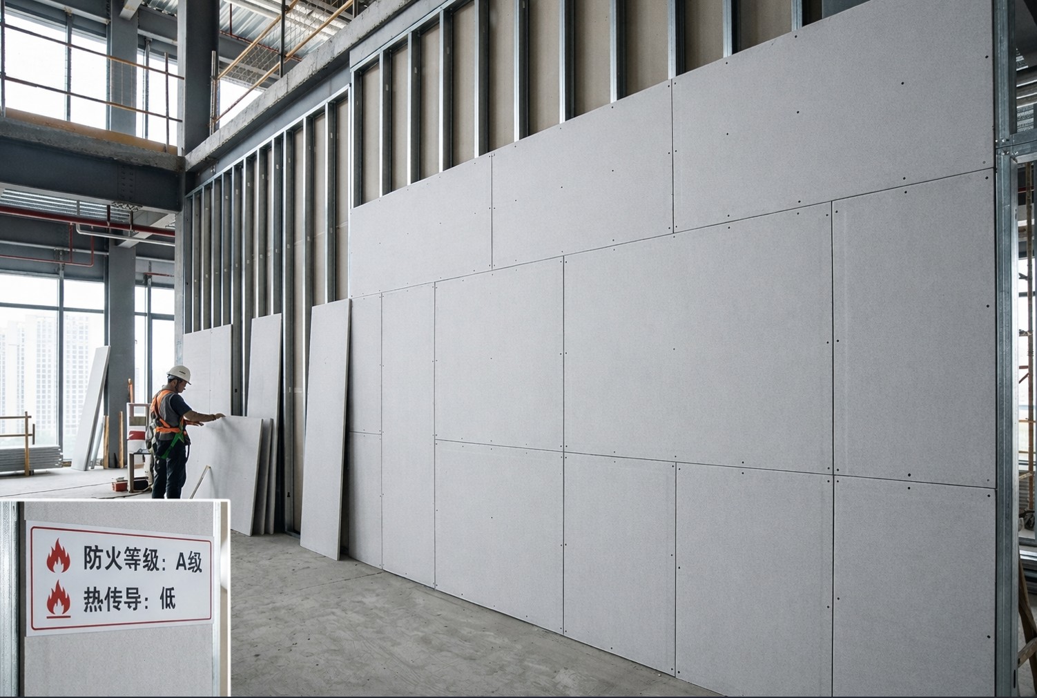 Calcium silicate board fireproof partition in building