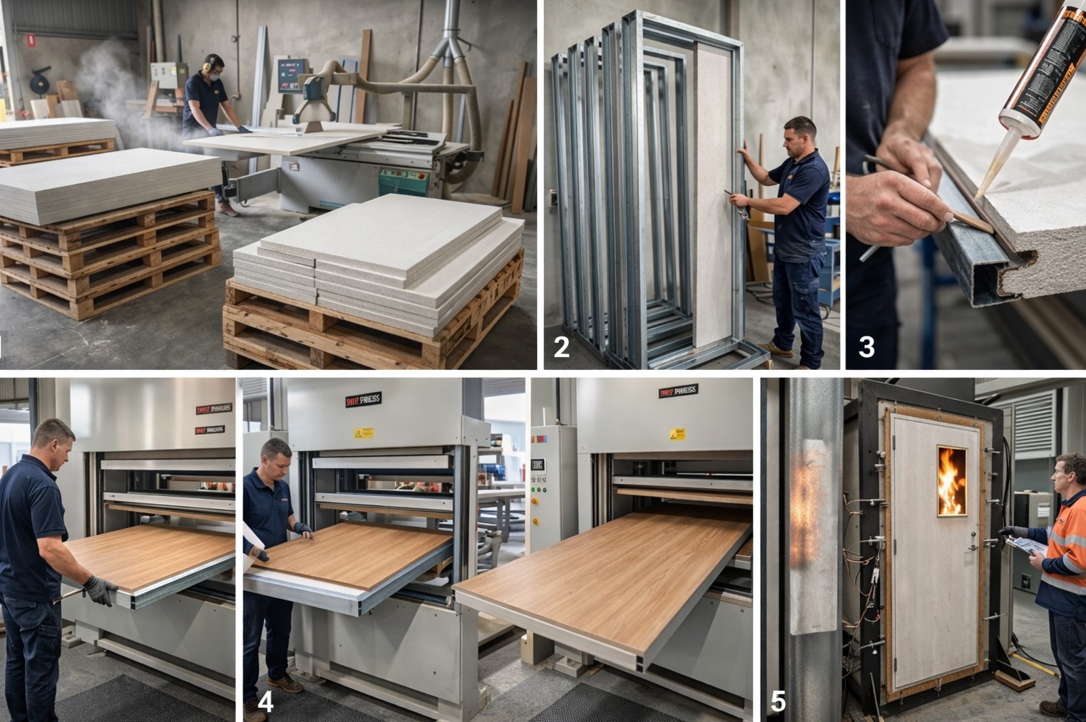 Calcium silicate board used as fire door core material