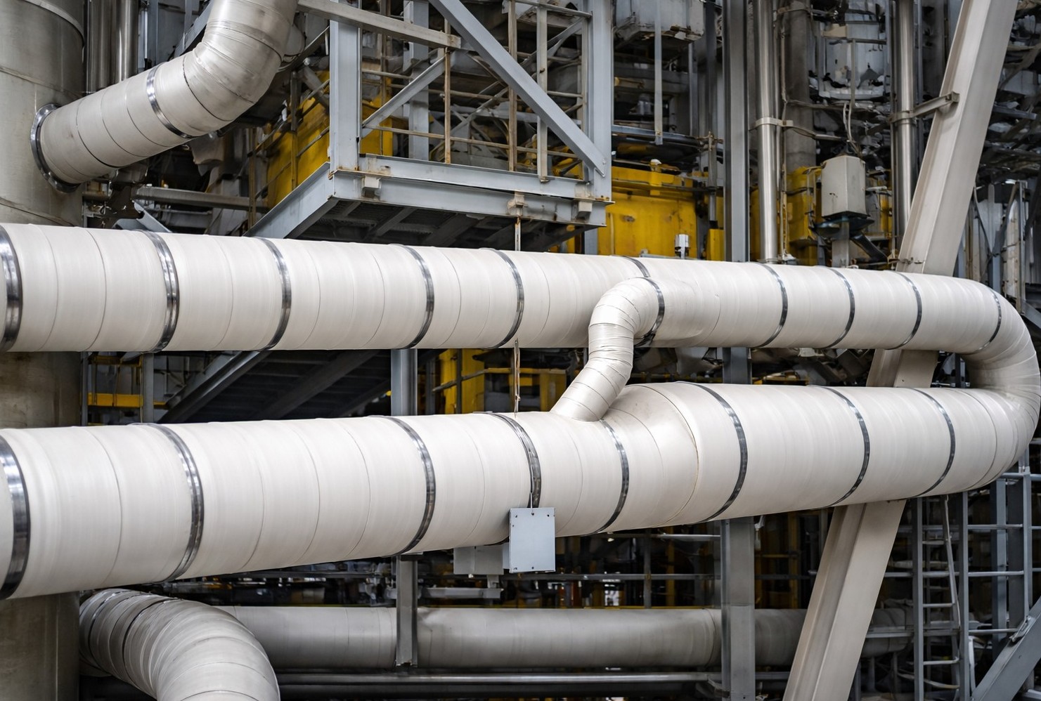 Calcium silicate board insulation on refinery process equipment